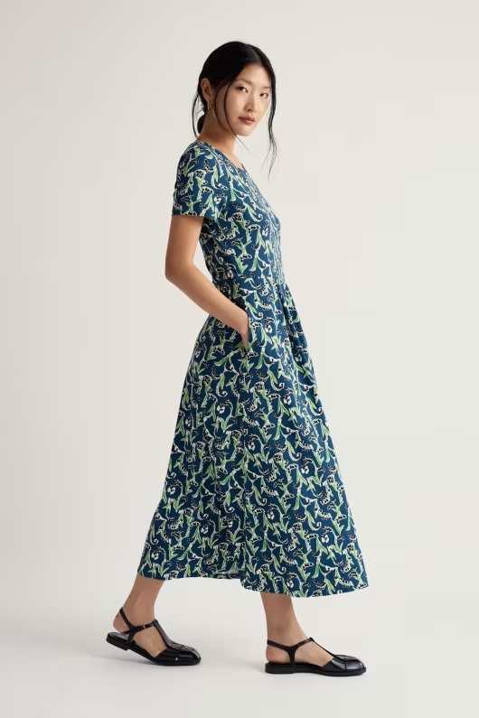Veronica Short Sleeve Midi Dress in GOTS-Certified Organic Cotton 2 Veronica Short Sleeve Midi Dress in GOTS-Certified Organic Cotton