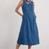 Grass Wave Sleeveless Linen Dress