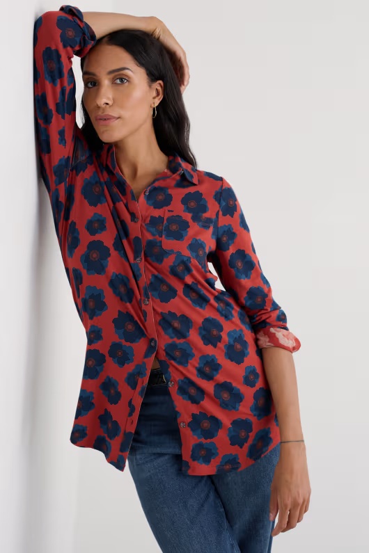 Dove Plant Jersey Button-Through Tunic 1 Dove Plant Jersey Button-Through Tunic
