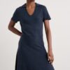 Trebarwith Short-Sleeve Knitted Dress in GOTS-Certified Organic Cotton