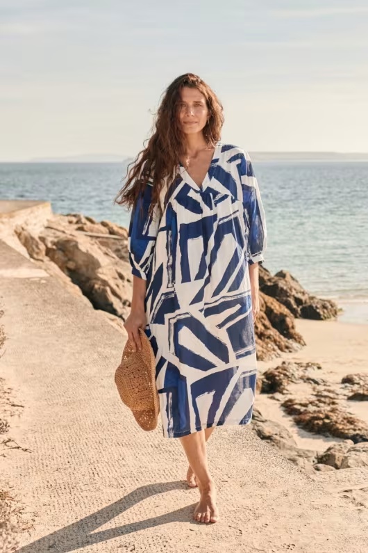 Earth Colours Kaftan Dress in GOTS-Certified Organic Cotton Voile 1 Earth Colours Kaftan Dress in GOTS-Certified Organic Cotton Voile