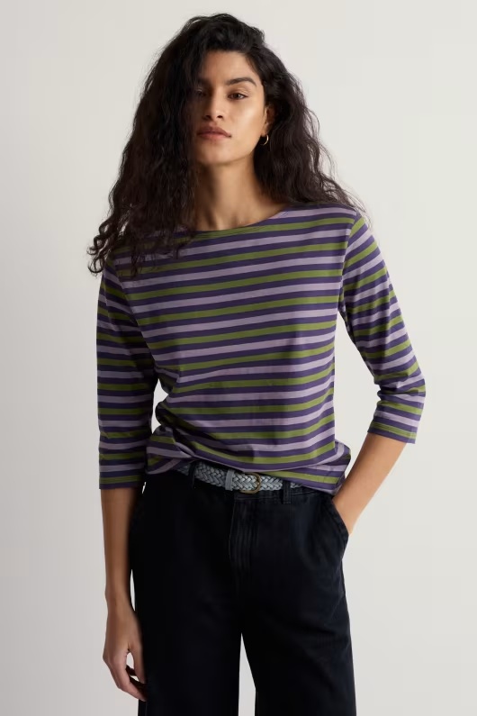 Sailor 3/4 Sleeve Top in GOTS-Certified Organic Cotton Jersey