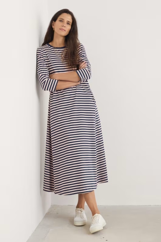 Ivey 3/4 Sleeve T-Shirt Dress in GOTS-Certified Organic Cotton Jersey 1 Ivey 3/4 Sleeve T-Shirt Dress in GOTS-Certified Organic Cotton Jersey