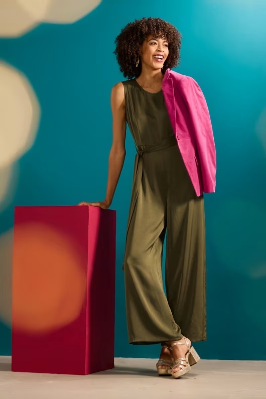 Winter Honeysuckle Satin Sleeveless Jumpsuit