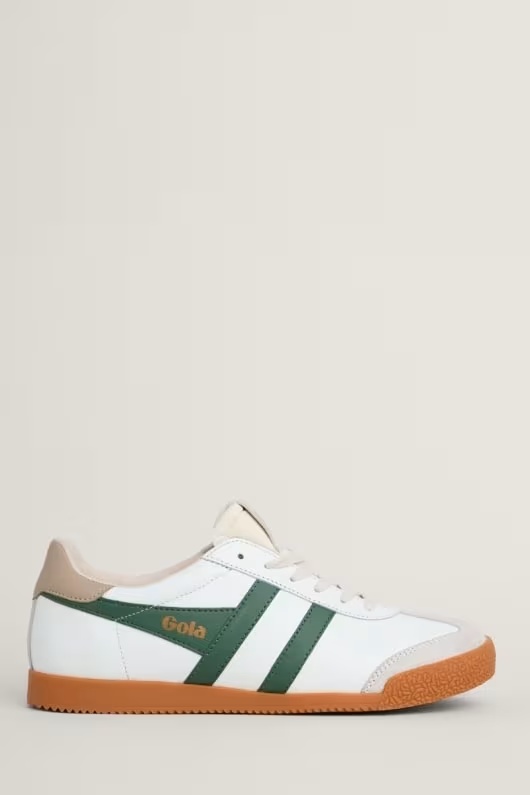 Gola Elan Leather Trainers - White and Evergreen