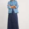 Fruit Tree Midi Denim Skirt