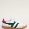 Gola Torpedo Leather Trainers - White, Evergreen & Fuchsia