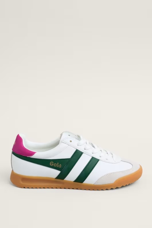 Gola Torpedo Leather Trainers - White, Evergreen & Fuchsia 1 Gola Torpedo Leather Trainers - White, Evergreen & Fuchsia