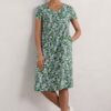 Brush Drawing V-neck Jersey Dress