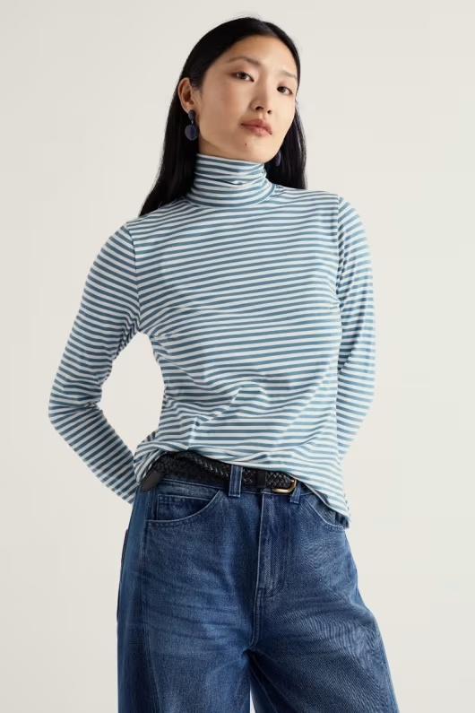 Landing Roll Neck Top in GOTS-Certified Organic Cotton