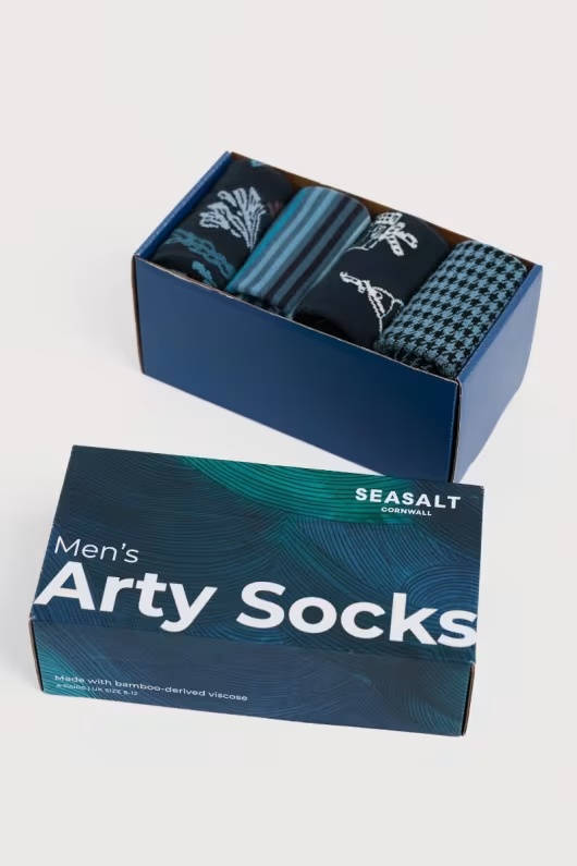 Gift Box of 4 Men’s Blue Arty Socks