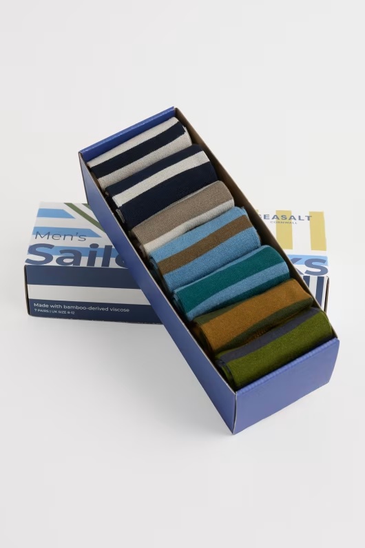 Gift Box of 7 Men's Striped Sailor Socks 2 Gift Box of 7 Men's Striped Sailor Socks