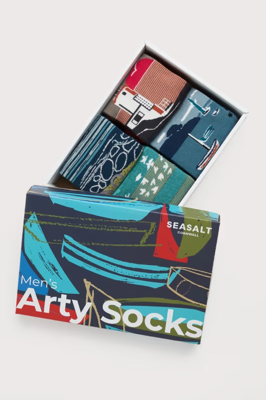 Gift Box of 4 Men's Scenic Organic Cotton Blend Arty Socks 1 Gift Box of 4 Men's Scenic Organic Cotton Blend Arty Socks