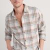 Men's Dip Circle Linen-Cotton Check Shirt