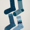 Gift Box of 4 Men's Blue Sailor Socks