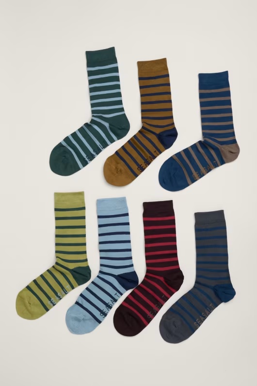 Gift Box of 7 Men's Striped Sailor Socks 1 Gift Box of 7 Men's Striped Sailor Socks