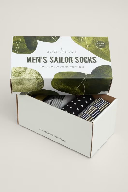 Gift Box of 4 Green Men's Sailor Socks