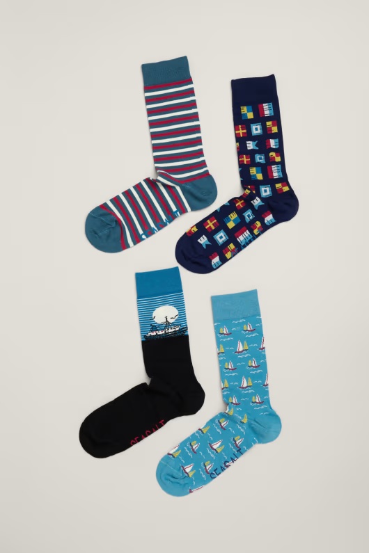 Gift Box of 4 Boat Design Men's Sailor Socks