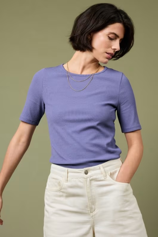 Gorse Lane Rib T Shirt in GOTS-Certified Organic Cotton Jersey
