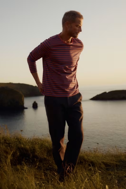 Men's Crew Neck Sailor Shirt in GOTS-Certified Organic Cotton