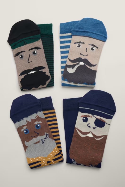 Box of 4 Men's Fisherman's Feet Socks