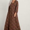 Central Thread Collared V-Neck Dress