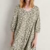 Wave Wing 3/4 Sleeve Jersey Dress