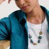 Picture Leaf-Shaped Beaded Necklace