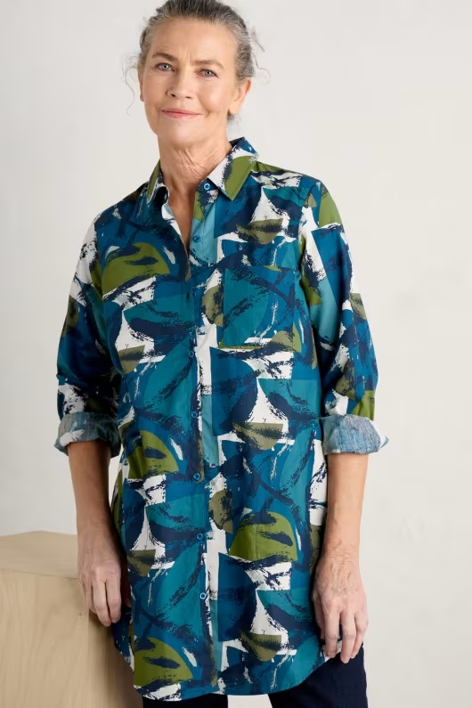 Waterworn Longline Shirt in GOTS-Certified Organic Cotton 1 Waterworn Longline Shirt in GOTS-Certified Organic Cotton