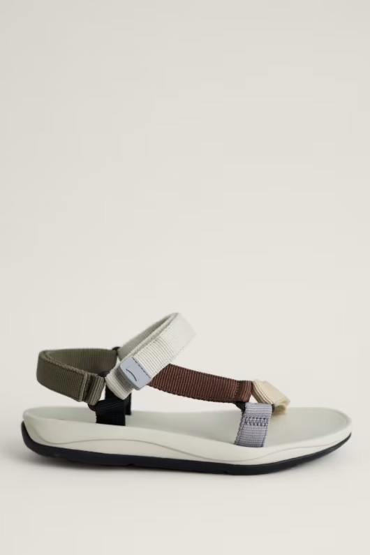 Camper Tonal Grey Strapped Flat Sandals