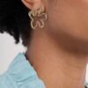 Anneal Gold Tone Flower Earrings