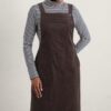 Wave Shape Cord Pinafore Dress
