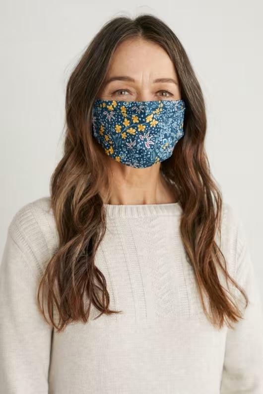 Pleated Organic Cotton Face Coverings with Nose Bridge (Pack of 3) 1 Pleated Organic Cotton Face Coverings with Nose Bridge (Pack of 3)
