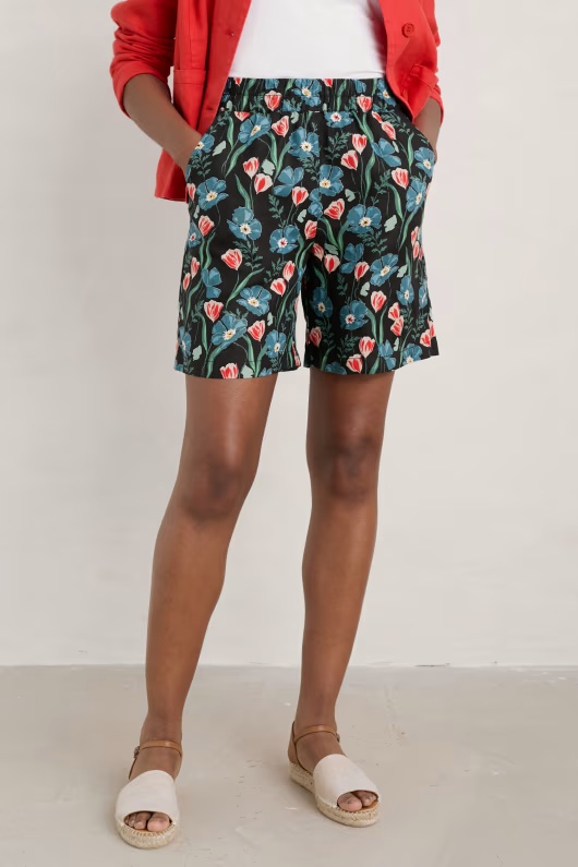 Aviso Printed Linen Shorts