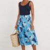 Sea Mist Pleated Midi Skirt