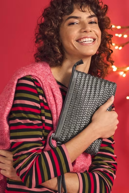 Connick Woven Leather Clutch 1 Connick Woven Leather Clutch