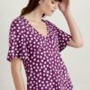 Herb Garden Angel Sleeve V-Neck Top