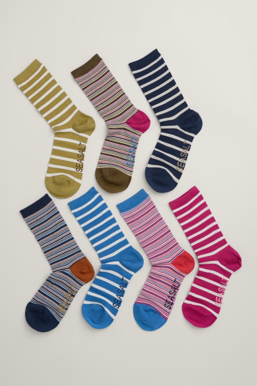 Gift Box of 7 Women's Striped Sailor Socks 1 Gift Box of 7 Women's Striped Sailor Socks