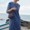 Stone Sculpture Denim Pinafore Dress