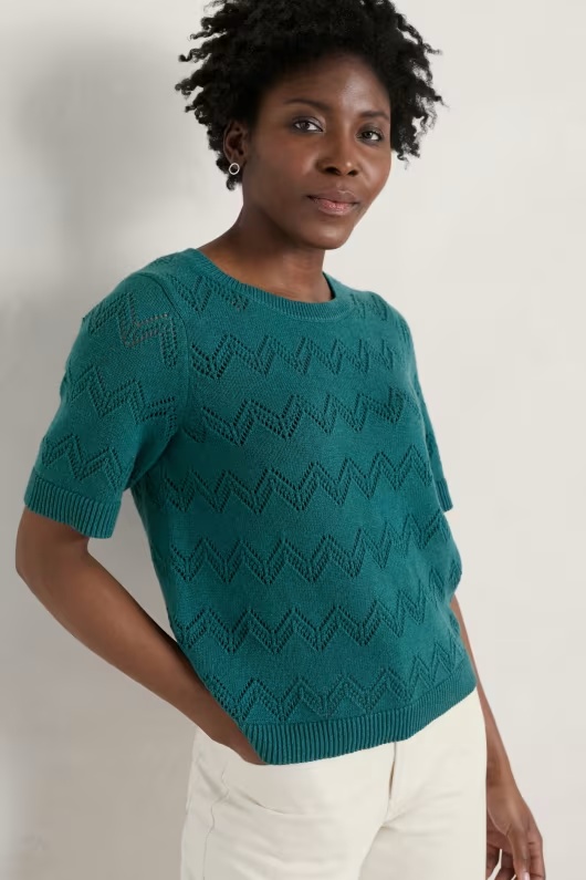 Perran Bay Short Sleeve Pointelle Knit Jumper