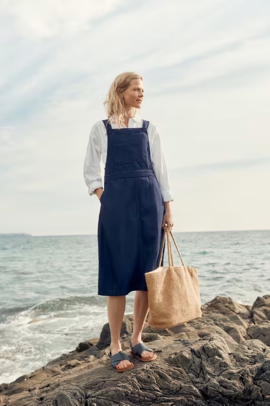 Cherrick Denim Pinafore Midi Dress 1 Cherrick Denim Pinafore Midi Dress