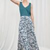 Temple Printed Satin Midi Skirt