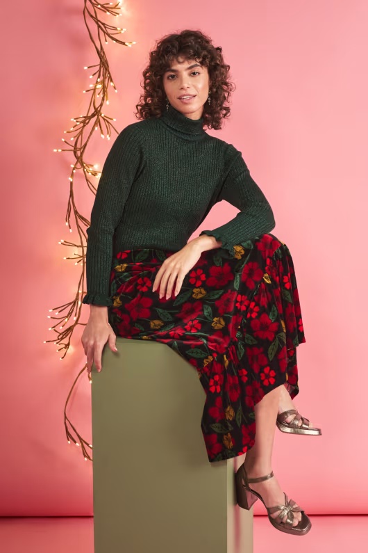 Glass Stem Sparkly Roll Neck Jumper