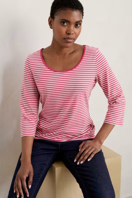 Breakwater 3/4 Sleeve Top in GOTS-Certified Organic Cotton Jersey