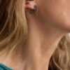 Strawflower Silver Tone Floral Hoop Earrings