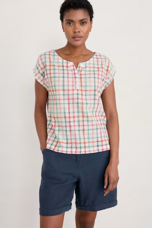 Pointillist Checked Top