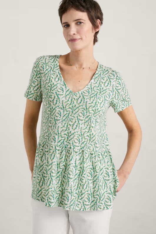 Turn Point V-neck Waisted Jersey Top