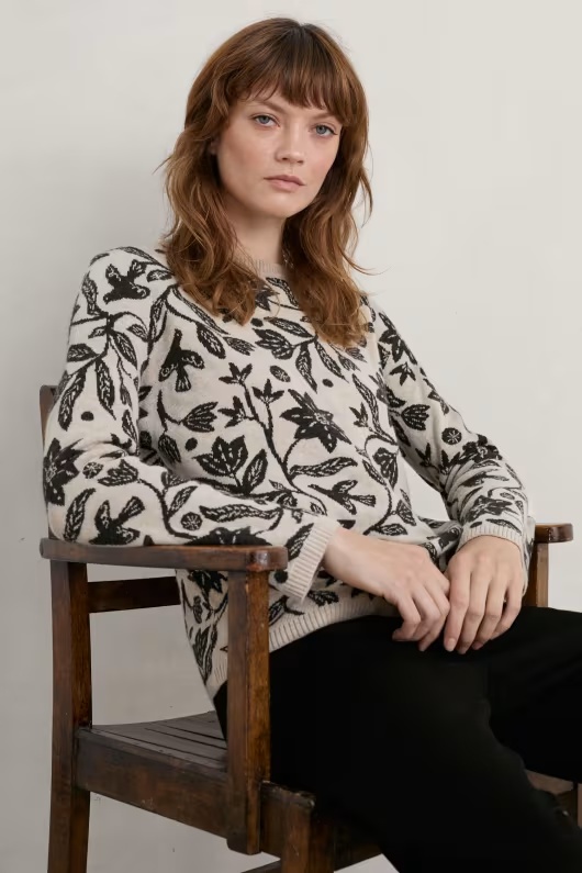 Winder House Cotton Blend Floral Jumper